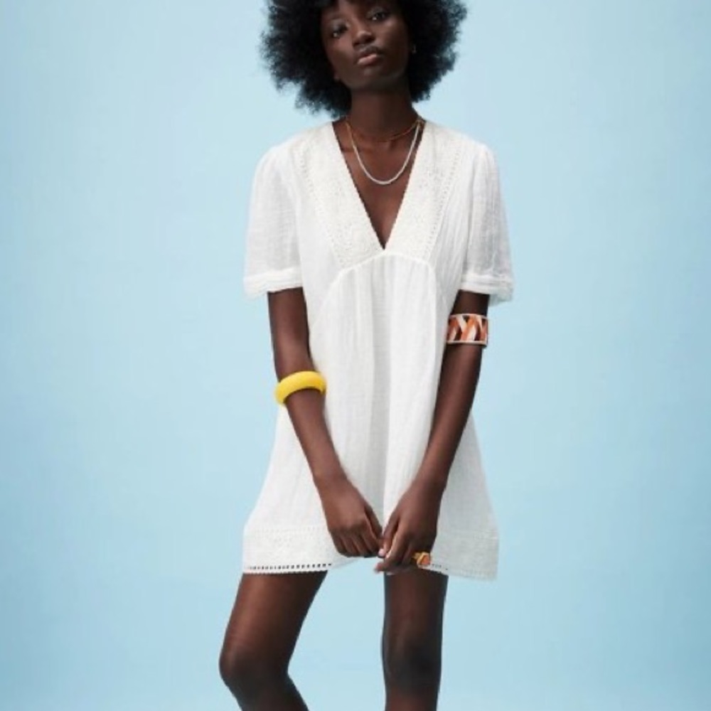 Zara Linen White Mini Day Dress
